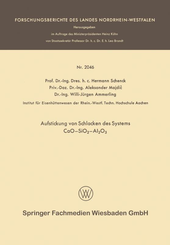 Cover-Bild Aufstickung von Schlacken des Systems CaO—SiO2—Al2O3