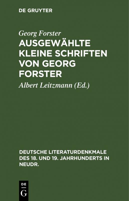 Cover-Bild Ausgewählte kleine Schriften von Georg Forster