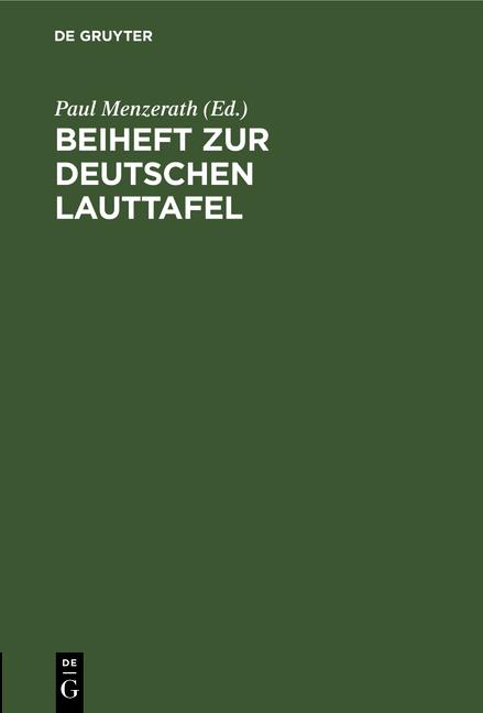 Cover-Bild Beiheft zur Deutschen Lauttafel