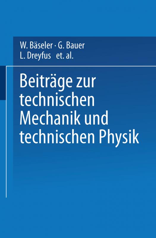 Cover-Bild Beiträge zur Technischen Mechanik und Technischen Physik