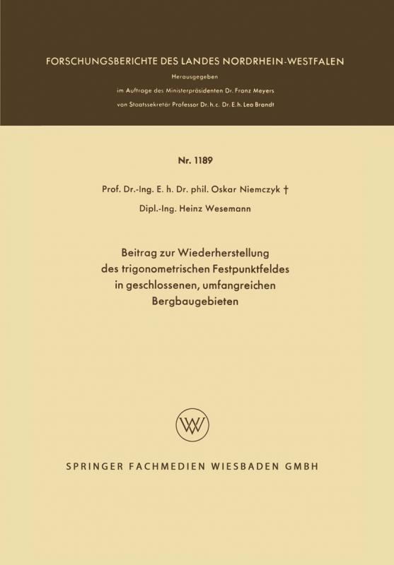 Cover-Bild Beitrag zur Wiederherstellung des trigonometrischen Festpunktfeldes in geschlossenen, umfangreichen Bergbaugebieten