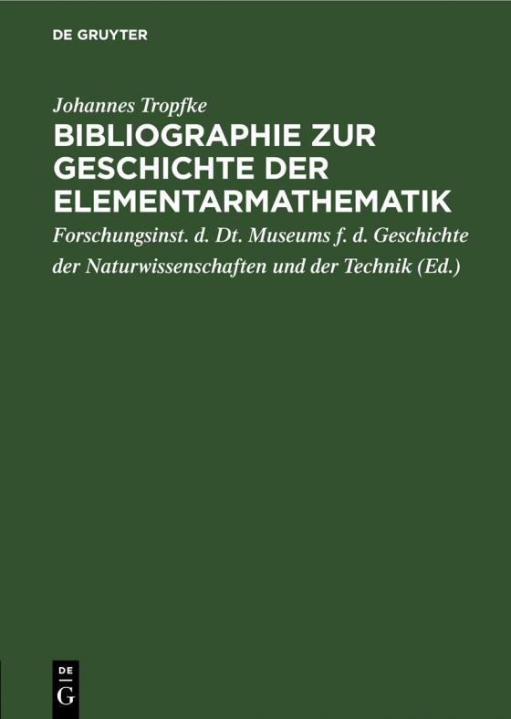 Cover-Bild Bibliographie zur Geschichte der Elementarmathematik