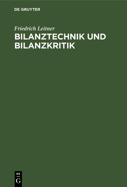 Cover-Bild Bilanztechnik und Bilanzkritik