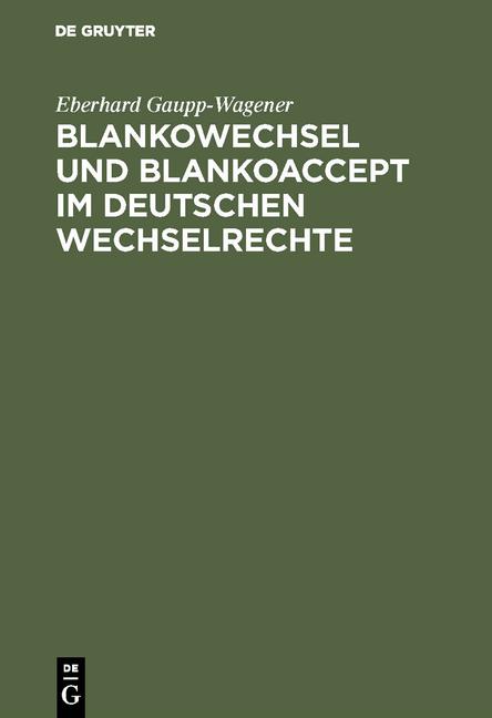 Cover-Bild Blankowechsel und Blankoaccept im Deutschen Wechselrechte