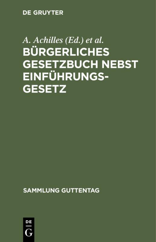 Cover-Bild Bürgerliches Gesetzbuch nebst Einführungsgesetz