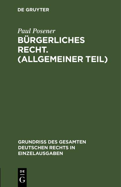 Cover-Bild Bürgerliches Recht. (Allgemeiner Teil)