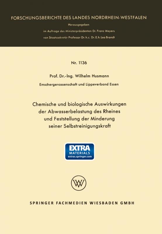 Cover-Bild Chemische und biologische Auswirkungen der Abwasserbelastung des Rheines und Feststellung der Minderung seiner Selbstreinigungskraft