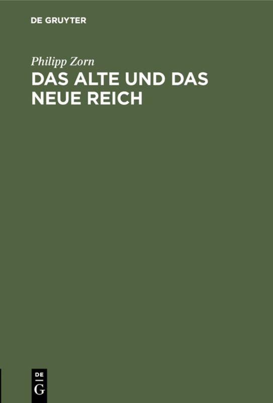 Cover-Bild Das alte und das neue Reich