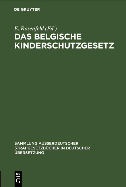 Cover-Bild Das belgische Kinderschutzgesetz