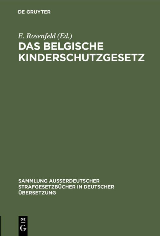 Cover-Bild Das belgische Kinderschutzgesetz