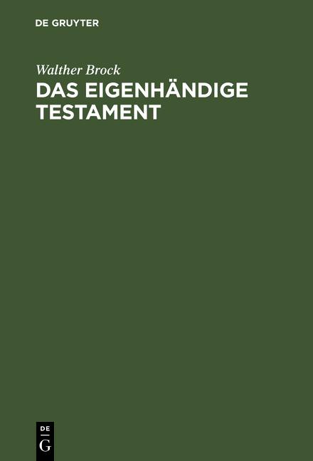 Cover-Bild Das eigenhändige Testament