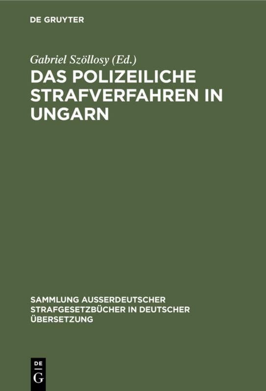 Cover-Bild Das polizeiliche Strafverfahren in Ungarn