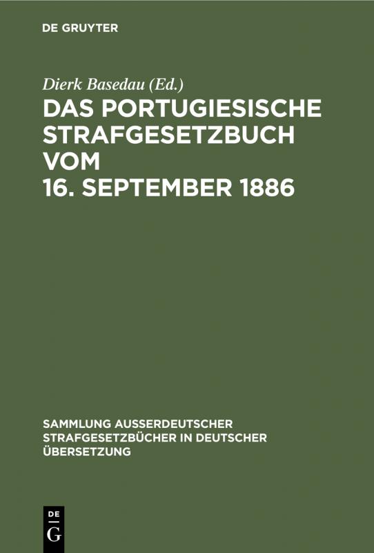 Cover-Bild Das Portugiesische Strafgesetzbuch vom 16. September 1886