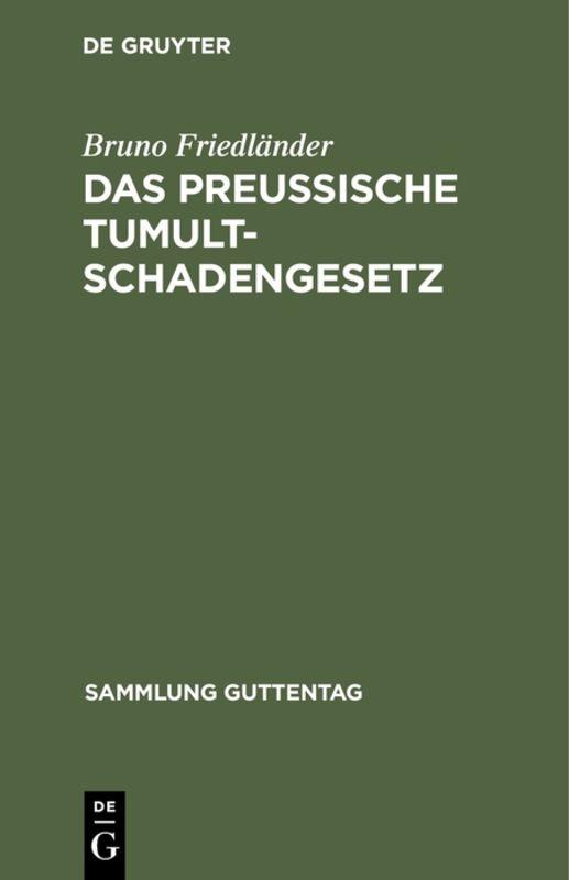 Cover-Bild Das preussische Tumultschadengesetz
