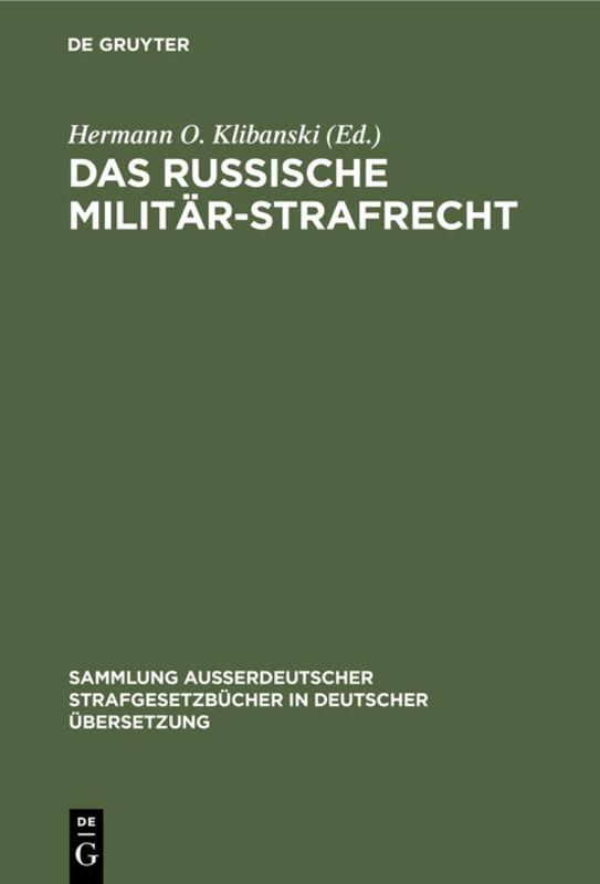 Cover-Bild Das Russische Militär-Strafrecht