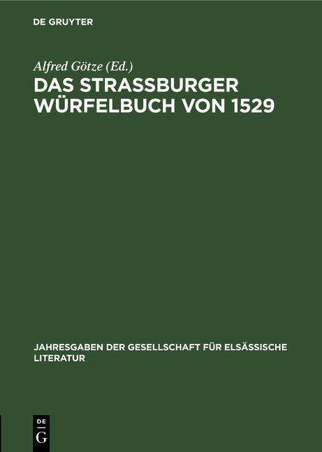 Cover-Bild Das Straßburger Würfelbuch von 1529
