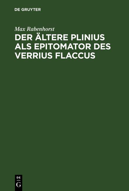 Cover-Bild Der ältere Plinius als Epitomator des Verrius Flaccus