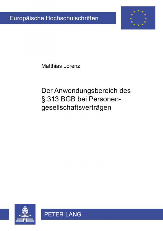 Cover-Bild Der Anwendungsbereich des § 313 BGB bei Personengesellschaftsvertraegen