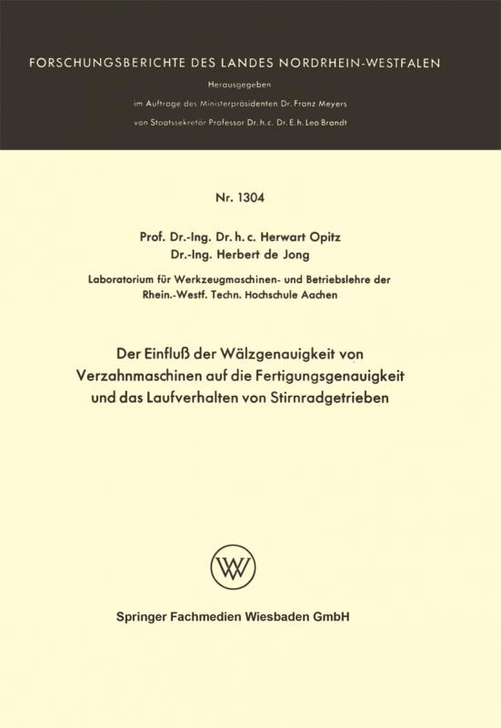 Cover-Bild Der Einfluß der Wälzgenauigkeit von Verzahnmaschinen auf die Fertigungsgenauigkeit und das Laufverhalten von Stirnradgetrieben