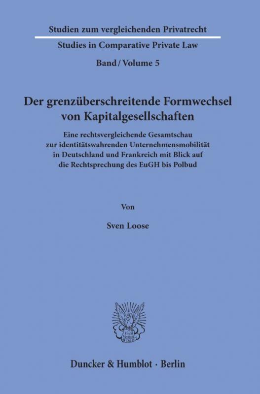 Cover-Bild Der grenzüberschreitende Formwechsel von Kapitalgesellschaften.