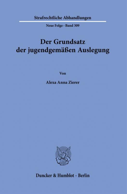 Cover-Bild Der Grundsatz der jugendgemäßen Auslegung.