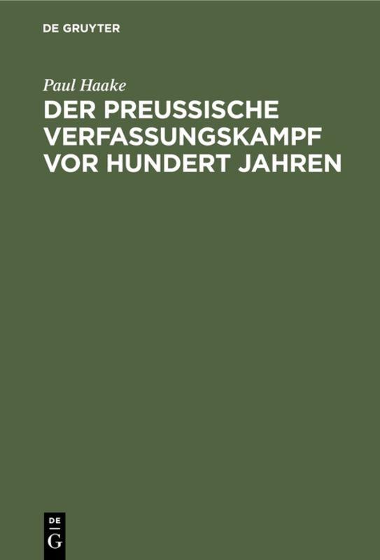 Cover-Bild Der preußische Verfassungskampf vor hundert Jahren