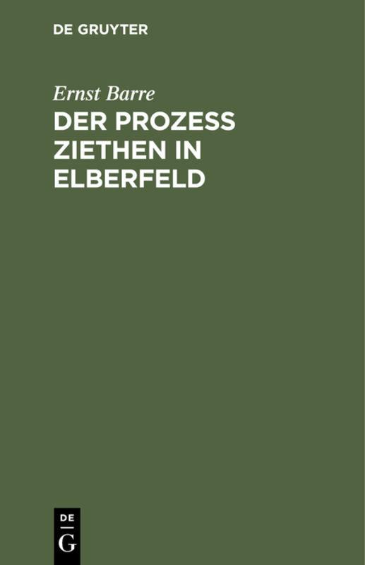 Cover-Bild Der Prozeß Ziethen in Elberfeld