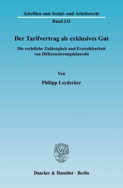 Cover-Bild Der Tarifvertrag als exklusives Gut.