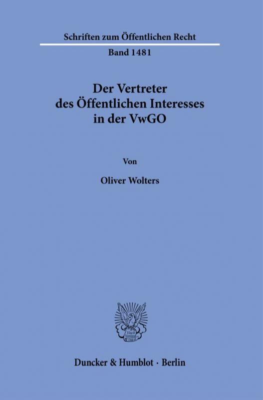 Cover-Bild Der Vertreter des Öffentlichen Interesses in der VwGO.