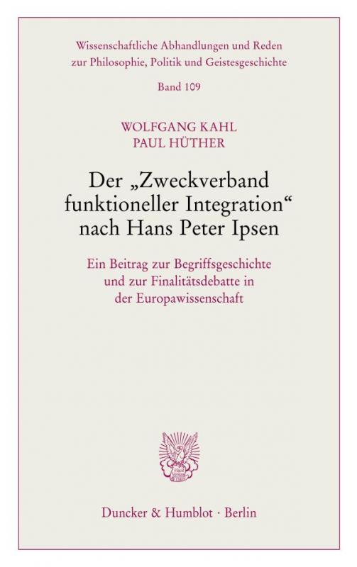Cover-Bild Der "Zweckverband funktioneller Integration" nach Hans Peter Ipsen.