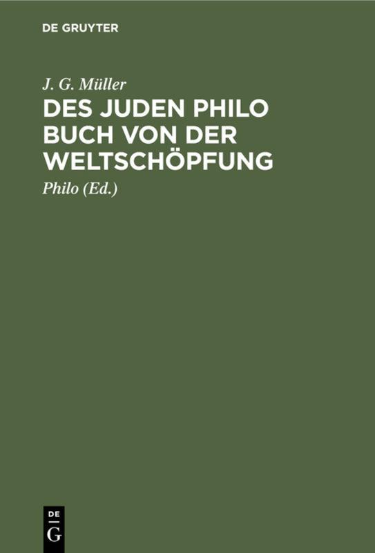 Cover-Bild Des Juden Philo Buch von der Weltschöpfung