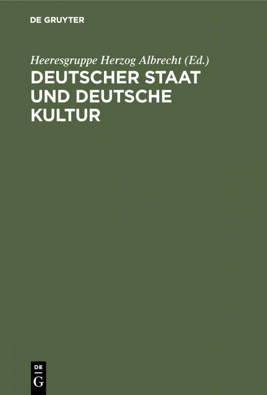 Cover-Bild Deutscher Staat und Deutsche Kultur