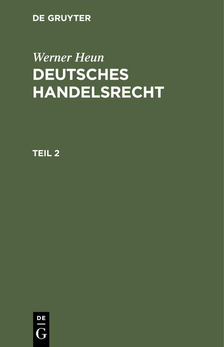 Cover-Bild Deutsches Handelsrecht. Teil 2