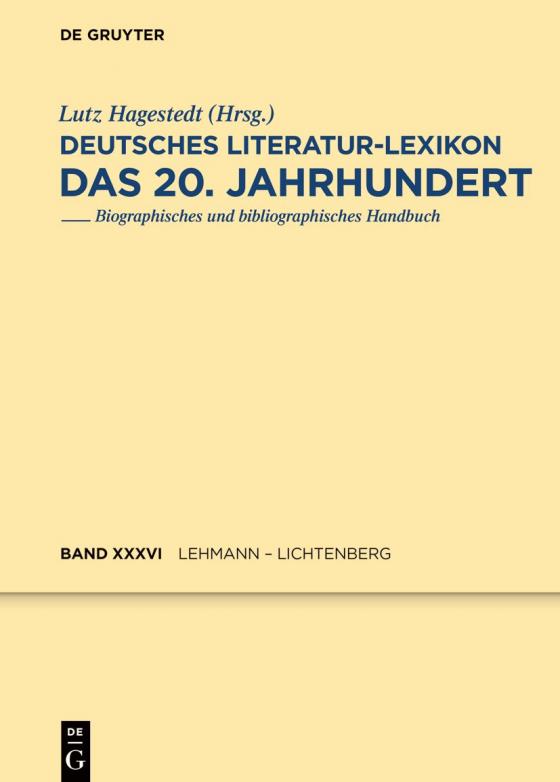 Cover-Bild Deutsches Literatur-Lexikon. Das 20. Jahrhundert / Lehmann - Lichtenberg