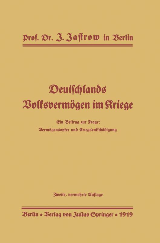 Cover-Bild Deutschlands Volksvermögen im Kriege