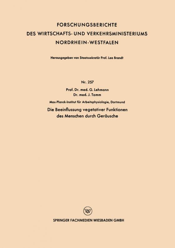 Cover-Bild Die Beeinflussung vegetativer Funktionen des Menschen durch Geräusche