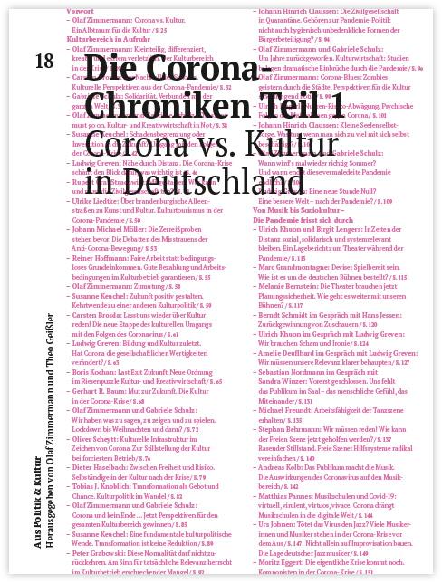 Cover-Bild Die Corona-Chroniken Teil 1 - Corona vs. Kultur in Deutschland