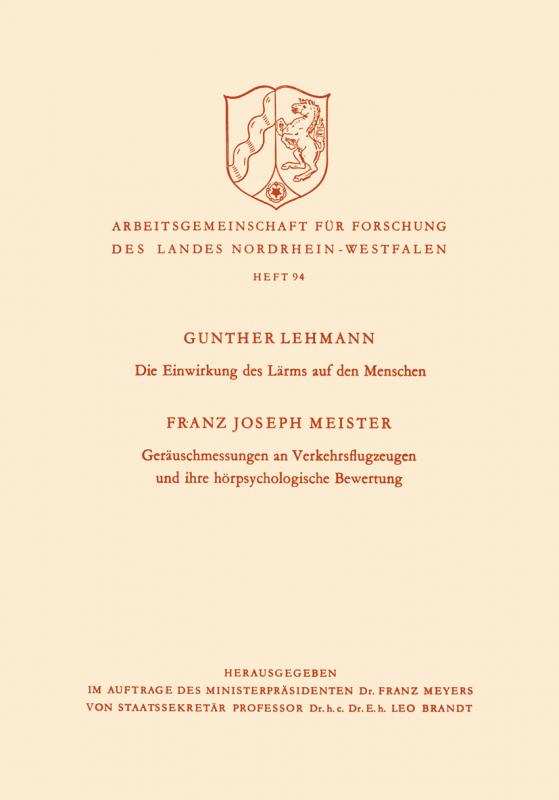 Cover-Bild Die Einwirkung des Lärms auf den Menschen