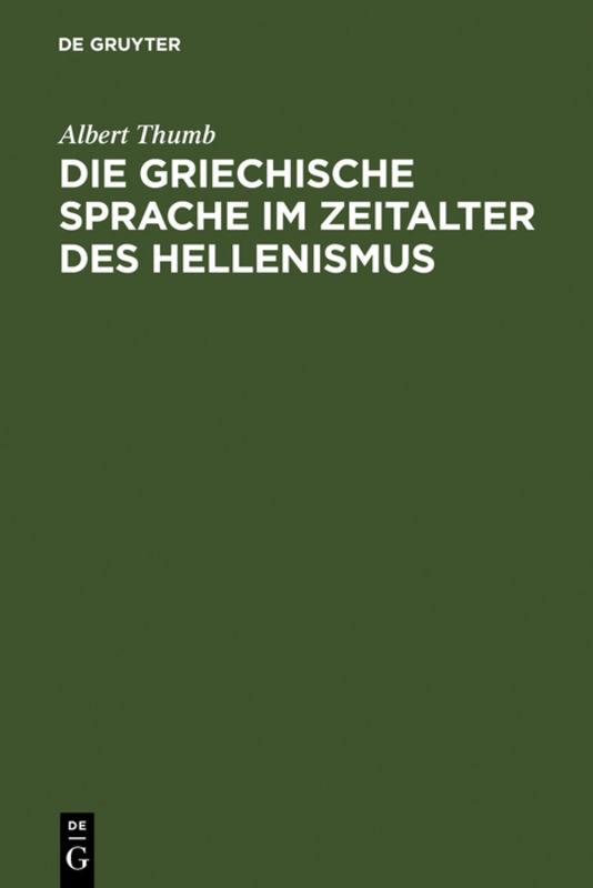 Cover-Bild Die griechische Sprache im Zeitalter des Hellenismus
