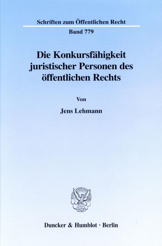 Cover-Bild Die Konkursfähigkeit juristischer Personen des öffentlichen Rechts.