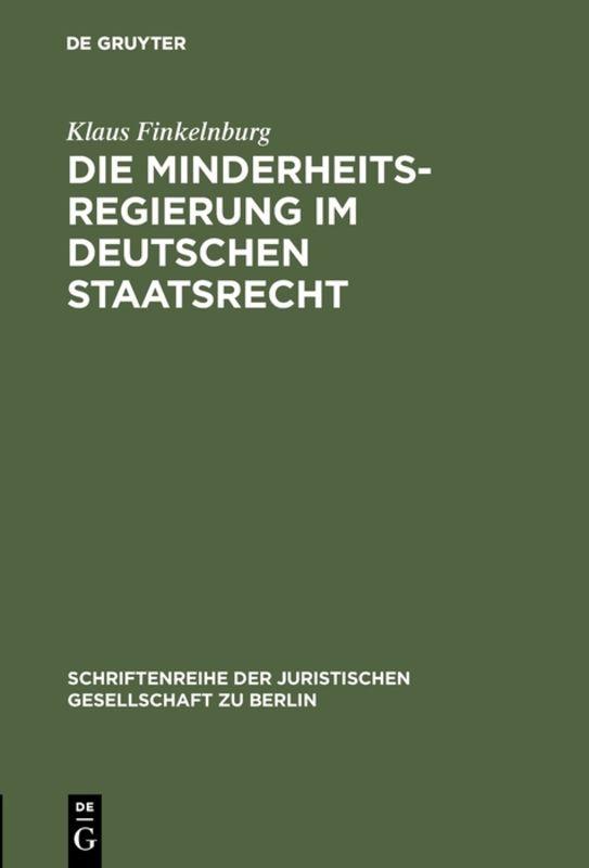 Cover-Bild Die Minderheitsregierung im deutschen Staatsrecht