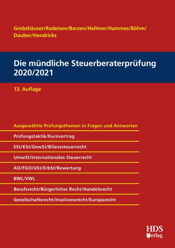 Cover-Bild Die mündliche Steuerberaterprüfung 2020/2021