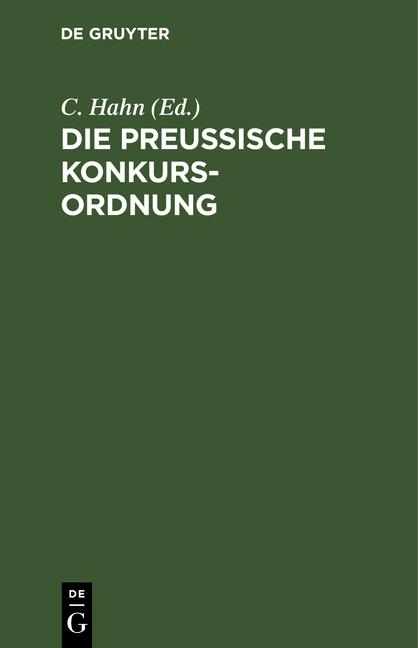 Cover-Bild Die preußische Konkurs-Ordnung