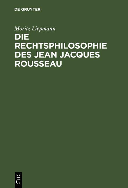 Cover-Bild Die Rechtsphilosophie des Jean Jacques Rousseau