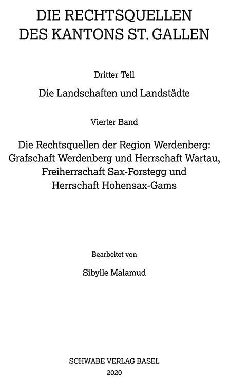 Cover-Bild Die Rechtsquellen der Region Werdenberg