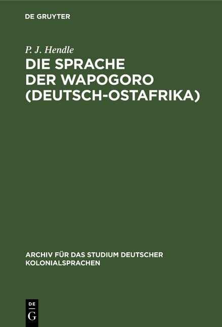 Cover-Bild Die Sprache der Wapogoro (Deutsch-Ostafrika)