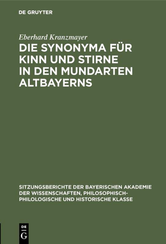 Cover-Bild Die Synonyma für Kinn und Stirne in den Mundarten Altbayerns