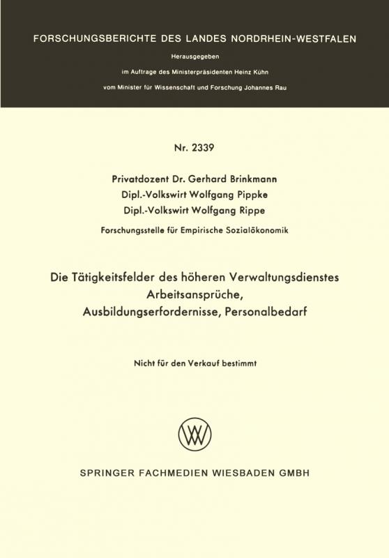 Cover-Bild Die Tätigkeitsfelder des höheren Verwaltungsdienstes