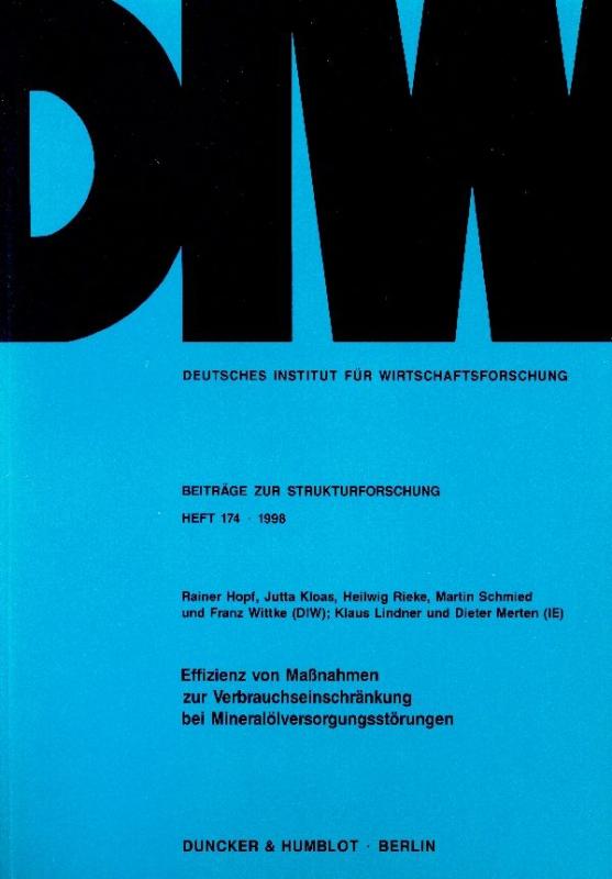 Cover-Bild Effizienz von Maßnahmen zur Verbrauchseinschränkung bei Mineralölversorgungsstörungen.