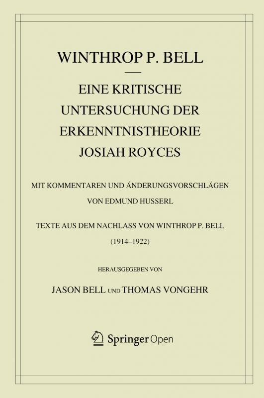 Cover-Bild Eine kritische Untersuchung der Erkenntnistheorie Josiah Royces